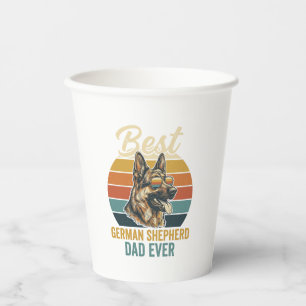 German Shepherd Dad Vintage Sunset Shirt Design Paper Cups