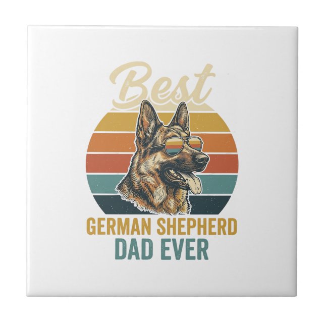 German Shepherd Dad Vintage Sunset Shirt Design Tile (Front)