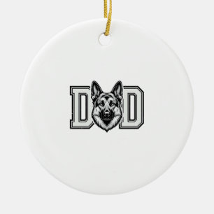 German Shepherd Dad Vintage Vector Shirt Design_1 Ceramic Tree Decoration