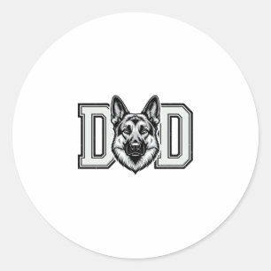 German Shepherd Dad Vintage Vector Shirt Design_1 Classic Round Sticker