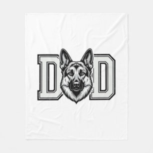 German Shepherd Dad Vintage Vector Shirt Design_1 Fleece Blanket