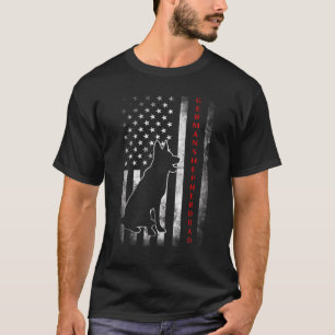 German Shepherd Dad With Proud American Flag Dog T-Shirt