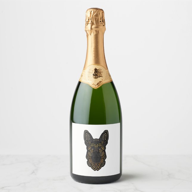 German Shepherd Design German Shepherd Gifts Dog O Sparkling Wine Label (Front)