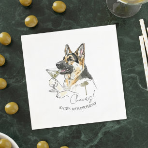 German Shepherd Dirty Martini Cocktail Napkin