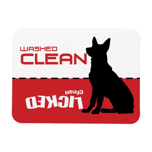 German Shepherd Dishwasher Magnet - Licked Clean (Horizontal)