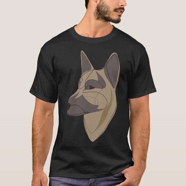 German Shepherd Dog 2 C One Line Drawing T-Shirt (Front)