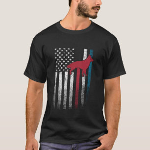 German Shepherd Dog 4th of July American Flag Amer T-Shirt