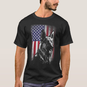German Shepherd Dog 4th Of July American Flag Usa T-Shirt