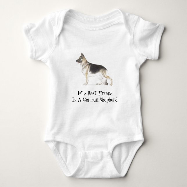 German Shepherd Dog Baby Bodysuit (Front)