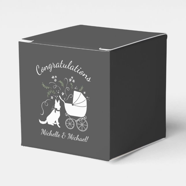 German Shepherd Dog Baby Shower Favour Box (Front Side)