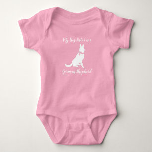 German Shepherd Dog Baby Shower Pink Girl Baby Bodysuit