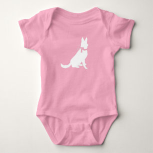 German Shepherd Dog Baby Shower Pink Girl Baby Bodysuit