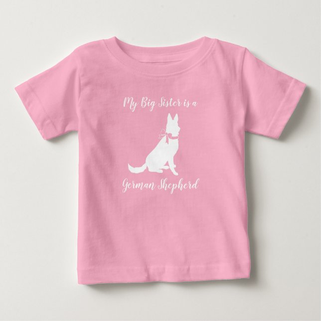 German Shepherd Dog Baby Shower Pink Girl Baby T-Shirt (Front)