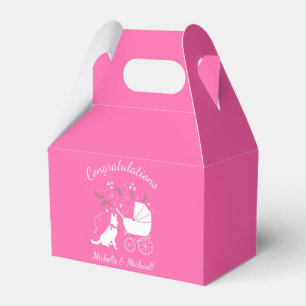 German Shepherd Dog Baby Shower Pink Girl Favour Box