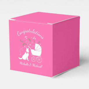 German Shepherd Dog Baby Shower Pink Girl Favour Box