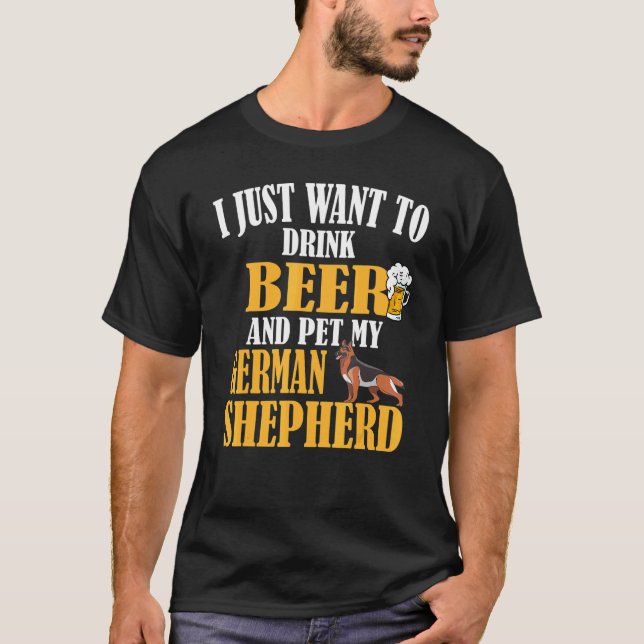 German Shepherd Dog Beer T-Shirt (Front)