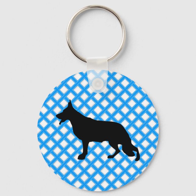 German Shepherd Dog black Key Ring (Front)
