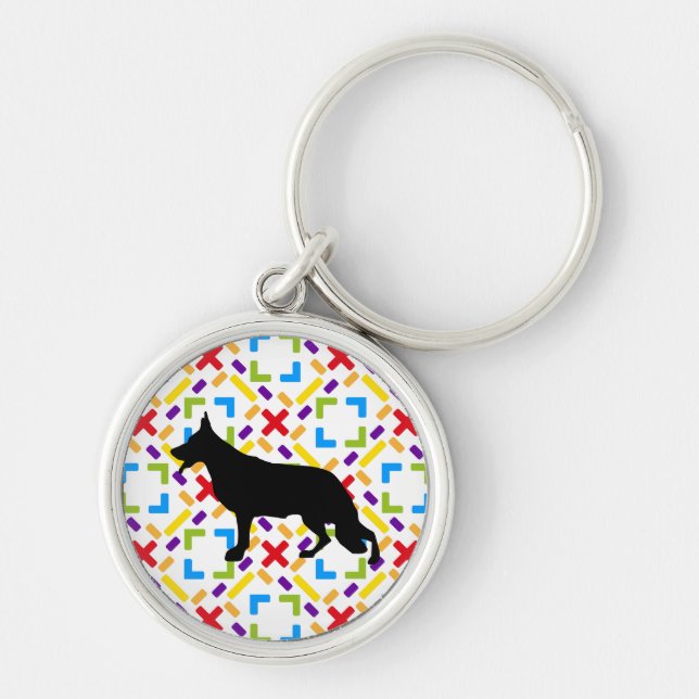 German Shepherd Dog black Key Ring (Front)