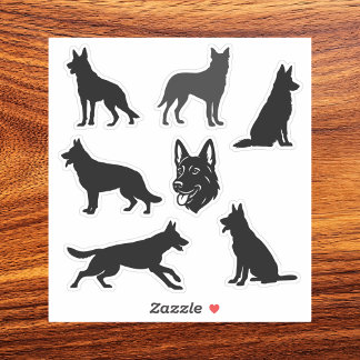 German Shepherd Dog Black Silhouettes Set