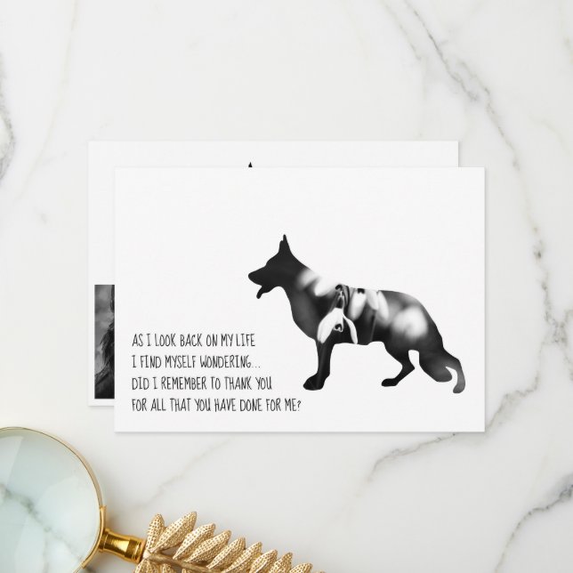 German Shepherd dog Black Thank You Card (Front/Back In Situ)