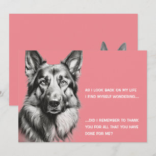 German Shepherd Dog Black White Thank You Card