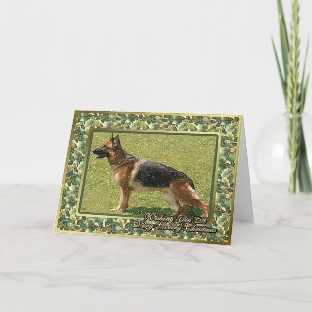 German Shepherd Dog Blank Christmas Card (Front)
