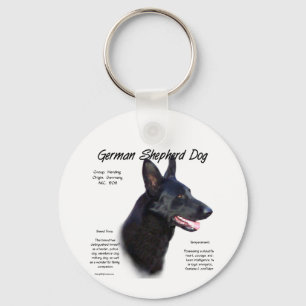 German Shepherd Dog (blk) History Design Key Ring