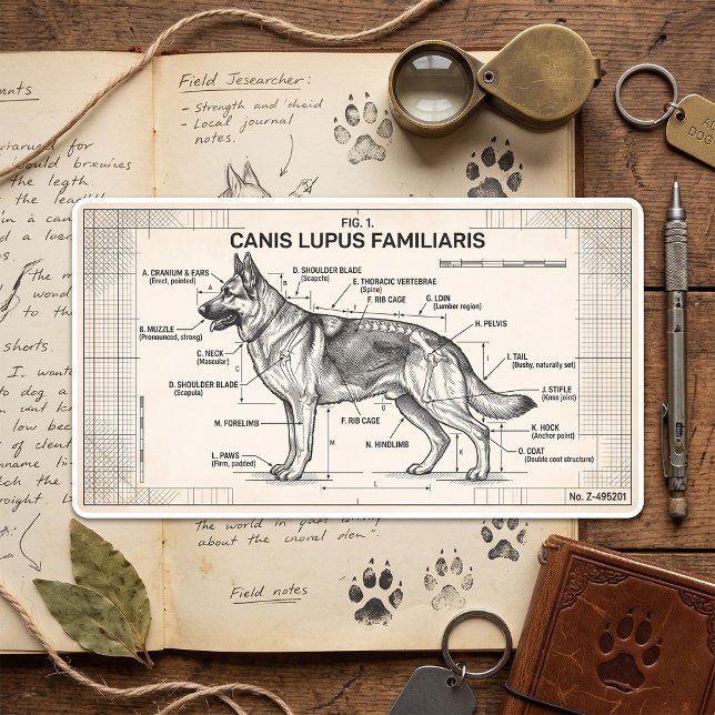 German Shepherd Dog Blueprint Square Sticker (Creator Uploaded)