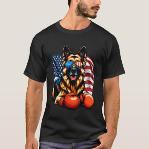 German Shepherd Dog Boxing Gloves American Flag US T-Shirt
