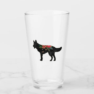 German Shepherd Dog Breed Bohemian Floral Glass