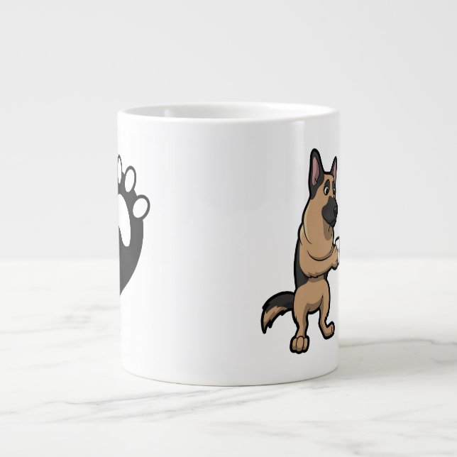 German Shepherd Dog Breed & Coffee In The Mornings Large Coffee Mug (Front)