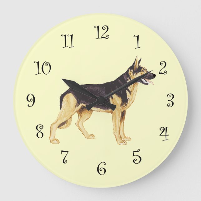 German Shepherd Dog Breed Wall Clocks (Front)