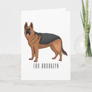German shepherd dog cartoon illustration card