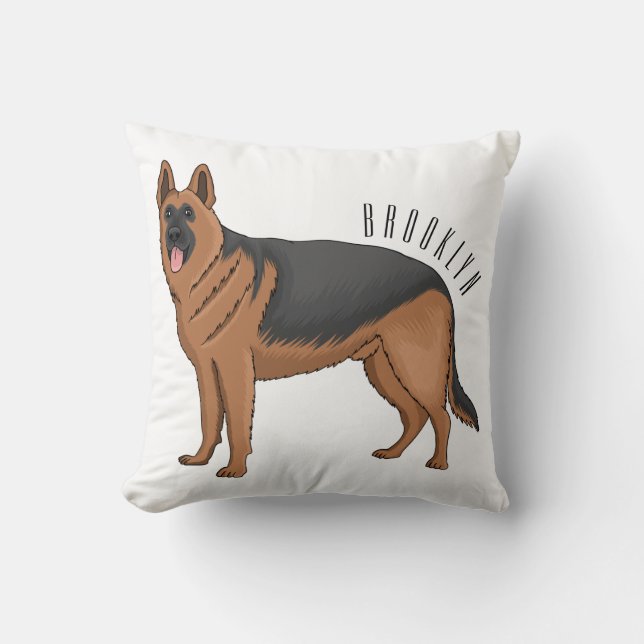 German shepherd dog cartoon illustration  cushion (Front)