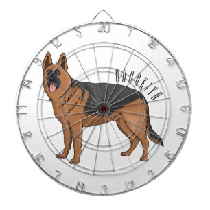 German shepherd dog cartoon illustration  dartboard