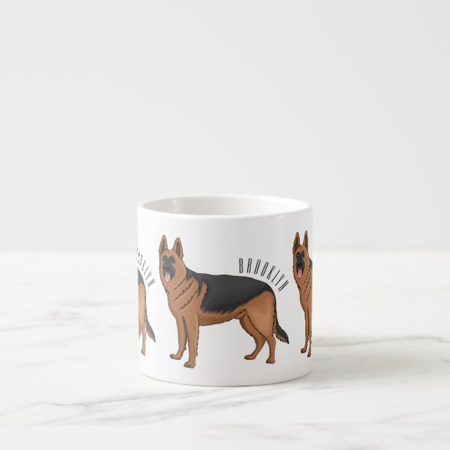 German shepherd dog cartoon illustration  espresso cup (Front)
