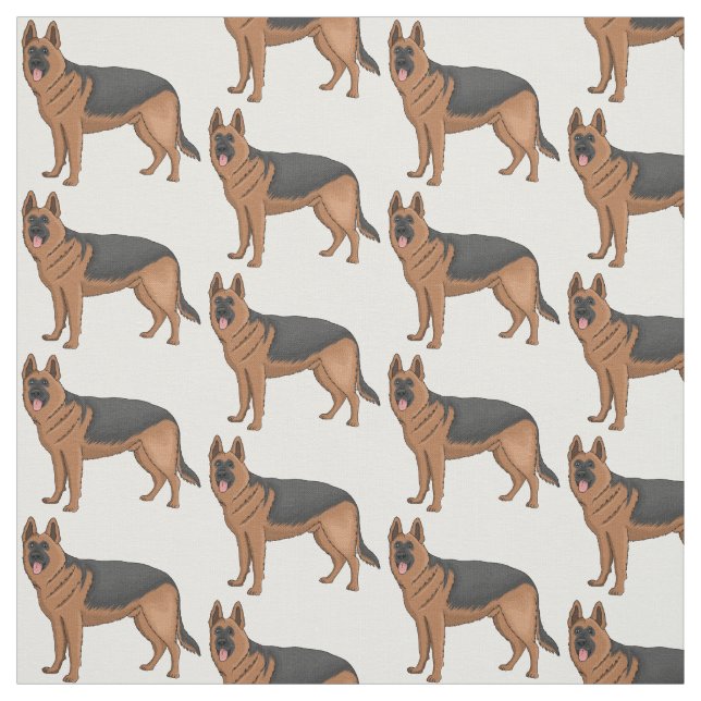 German shepherd dog cartoon illustration  fabric (Swatch)
