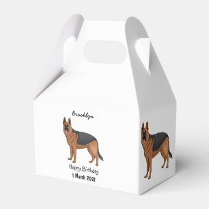 German shepherd dog cartoon illustration favour box