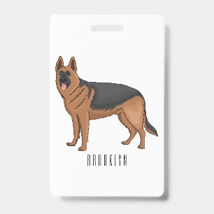 German shepherd dog cartoon illustration  ID badge