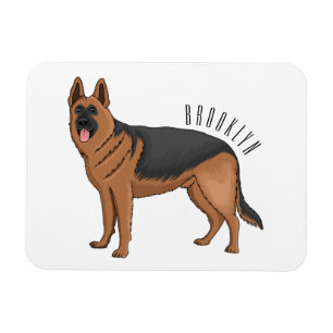 German shepherd dog cartoon illustration magnet