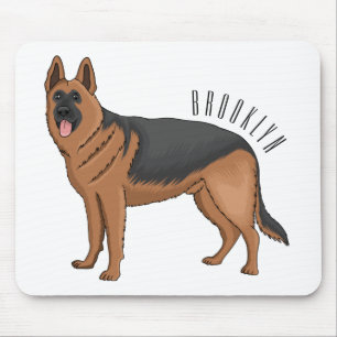 German shepherd dog cartoon illustration mouse pad
