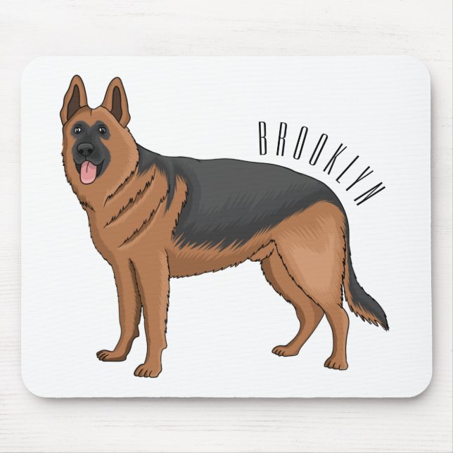 German shepherd dog cartoon illustration mouse pad (Front)