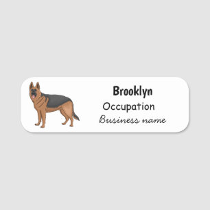 German shepherd dog cartoon illustration  name tag