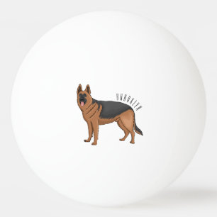 German shepherd dog cartoon illustration ping pong ball
