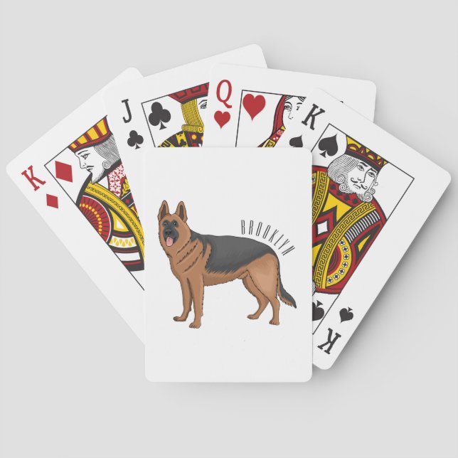 German shepherd dog cartoon illustration  playing cards (Back)