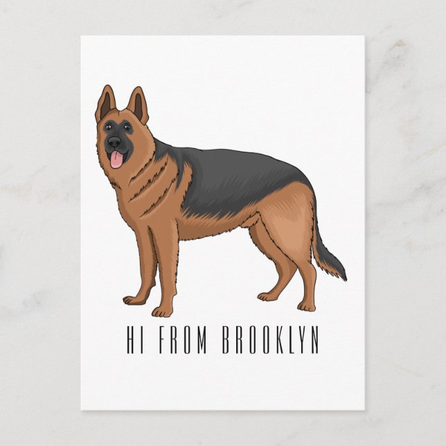 German shepherd dog cartoon illustration postcard (Front)