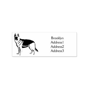 German shepherd dog cartoon illustration rubber stamp