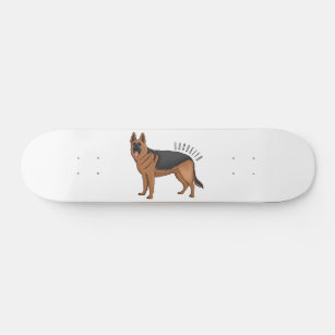 German shepherd dog cartoon illustration  skateboard