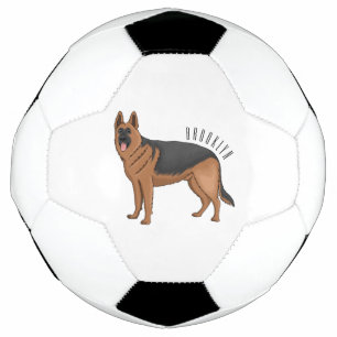 German shepherd dog cartoon illustration soccer ball