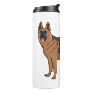 German shepherd dog cartoon illustration thermal tumbler